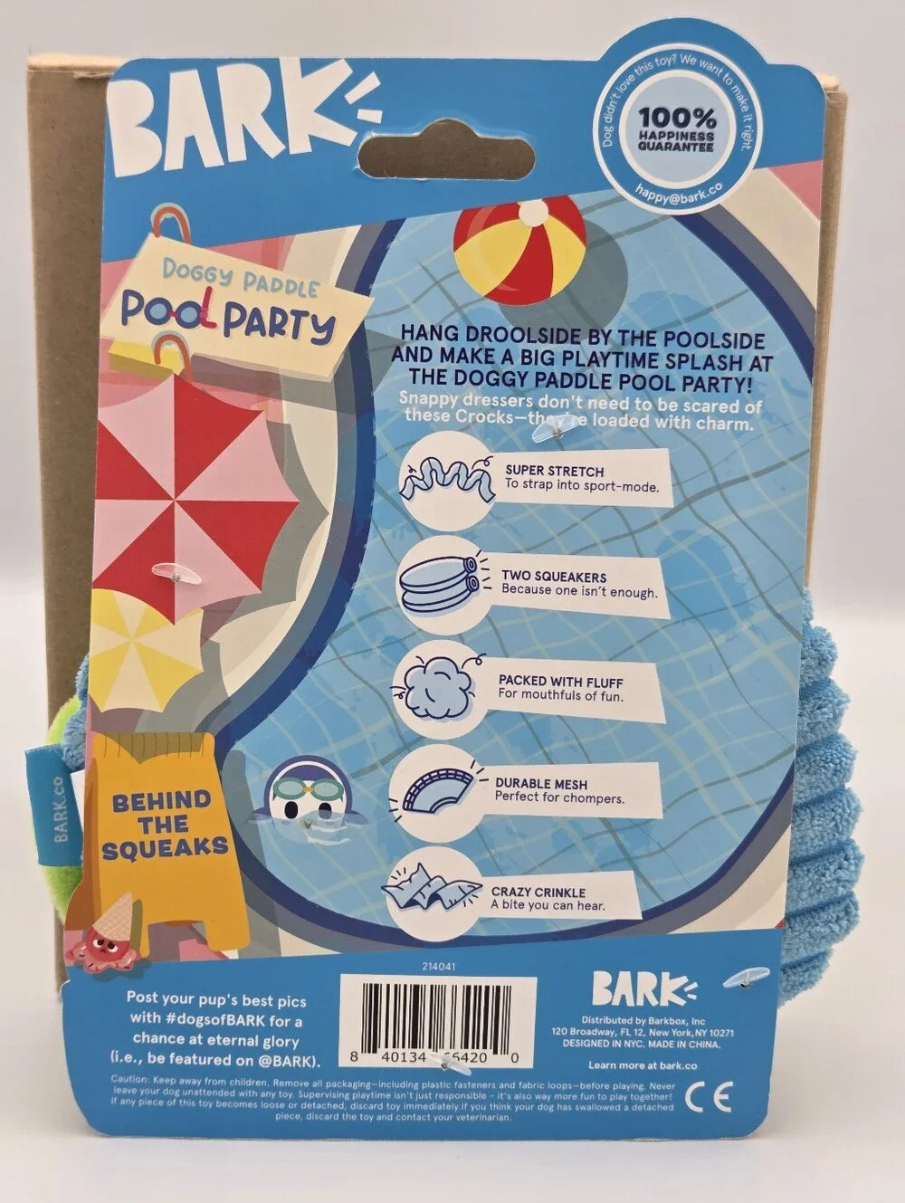 BARK Doggy Paddle Pool Party Green Crocks Squeak Toy Pair Nwt